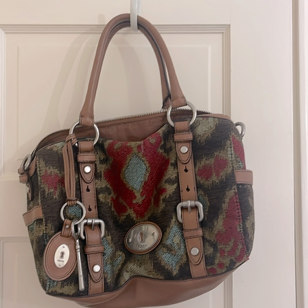 Fossil leather and fabric bag